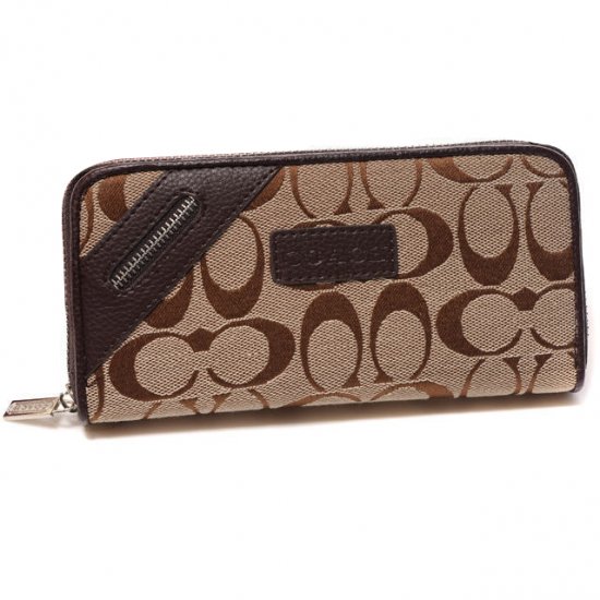 Coach Zip In Signature Large Coffee Wallets DUG | Coach Outlet Canada